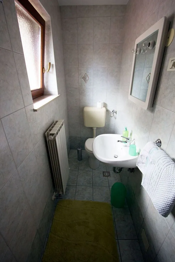 Zeleni apartma: kopalnica z WC-jem, umivalnikom in oknom
